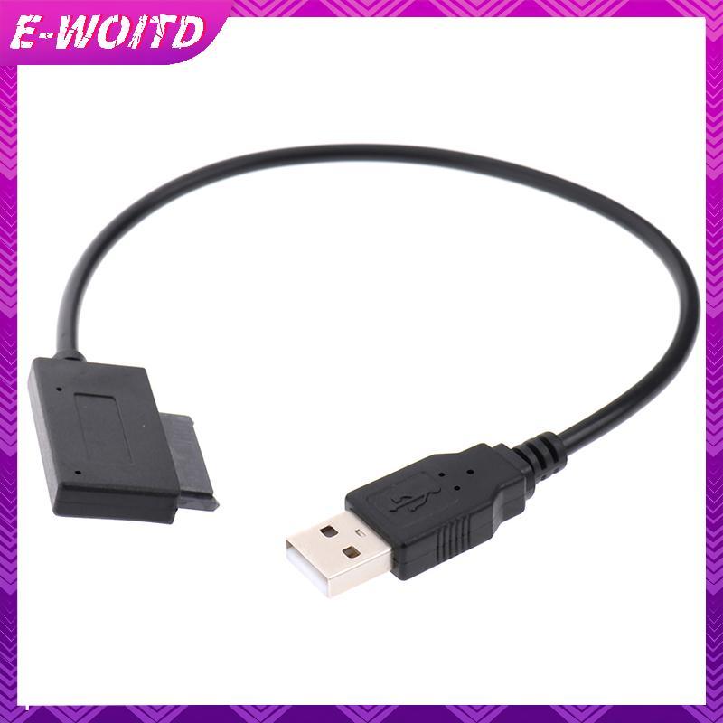 E-WOITD USB 2.0 sang Slimline SATA 7 + 6 13pin Laptop CD DVD Rom Cáp chuyển đổi ổ đĩa quang E-ÁY