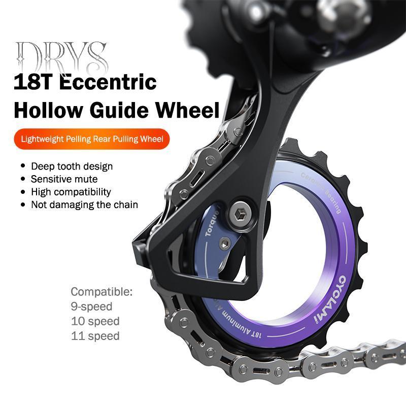 (TFT) Bánh xe ròng rọc Derailleur phía sau xe đạp 18T Thiết kế rỗng lệch tâm Bộ vòng bi mịn màng cho xe đạp hiệu suất cao MỚI