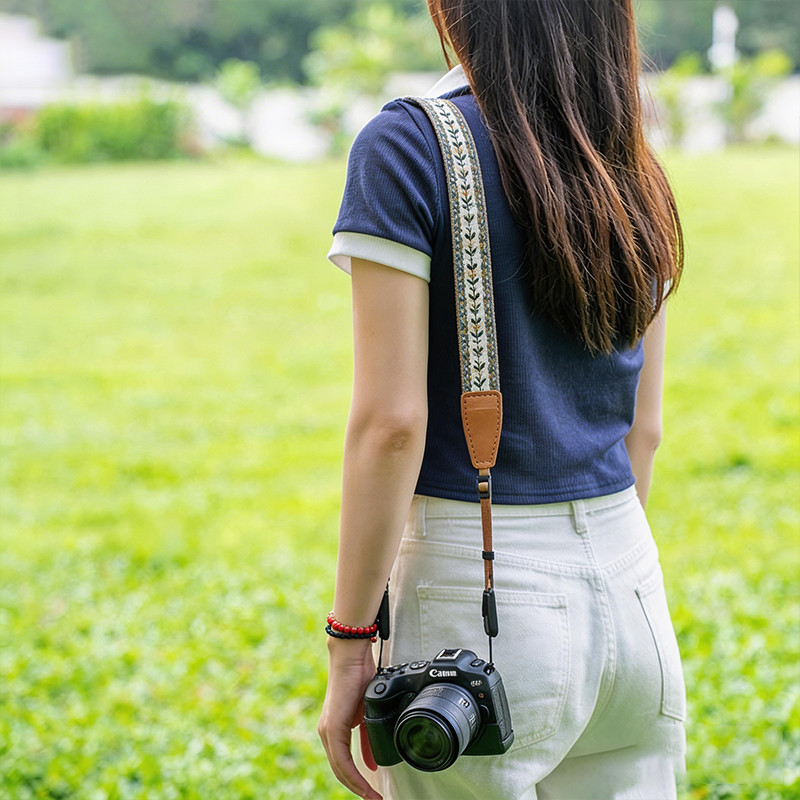 Dây Đeo Máy Ảnh Vintage Thêu Hoa - Camera Strap Canvas Cổ Điển, Phù Hợp Sony, Fuji, Canon, Nikon, Máy Film
