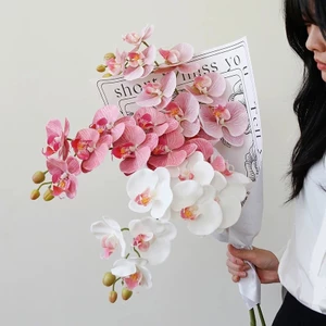 Hoa Lan Hồ Điệp Giả Cao Cấp Cành Hoa Lan Silicone Cảm Giác Thật Trang Trí Nhà Cửa Phòng Khách Sang Trọng Hoa Giả Decor Văn Phòng Khách Sạn Phụ Kiện Chụp Ảnh Nghệ Thuật Cành Hoa Lan Hồ Điệp 9 Bông Bình Hoa Giả Đẹp Như Thật Mẫu Mới 2026