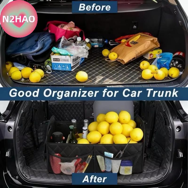 N2HAO Bộ sắp xếp cốp xe ô tô có thể gập lại cho SUV với 6 nhà thơ Giải pháp lưu trữ đa năng để đi lại hàng ngày và mua sắm n