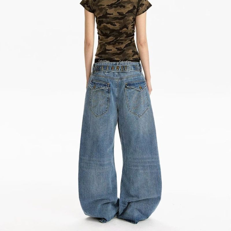 Quần Jean Denim Ống Rộng High-Rise Cho Nữ, Thiết Kế Thoải Mái Và Just-Fit
