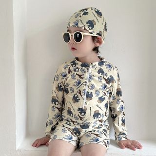 Đồ bơi liền thân bé trai dài tay - áo bơi chống nắng nhanh khô họa tiết dễ thương đi biển mùa hè
