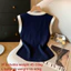 Áo vest nữ dệt kim YICA, cổ tròn slim fit, xu hướng thời trang không tay