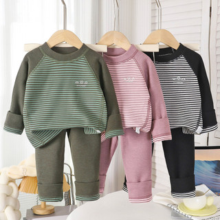 (3m-18Yrs) Bộ đồ ngủ sang trọng dành cho trẻ em Len Silk Blend & Áo khoác giữ nhiệt sọc lông cừu cao cấp cho bé trai bé gái Đồ ngủ mùa đông