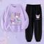 Bộ áo Hoodie và quần in hình hoạt hình Kuromi dành cho trang phục thể thao thông thường dành cho trẻ em