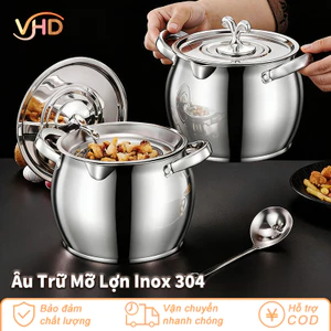 Set 4 Âu Trữ Mỡ Lợn Inox 304 - Dung Tích 1500ml & 2500ml, Cao Cấp Chịu Nhiệt, Đựng Thức Ăn & Tích Trữ Dầu Mỡ Đa Năng