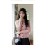 Cardigan Retro Xanh Kẻ Sọc Khâu Dệt Kim cho Nữ, Phong Cách Mới Mùa Xuân 2026