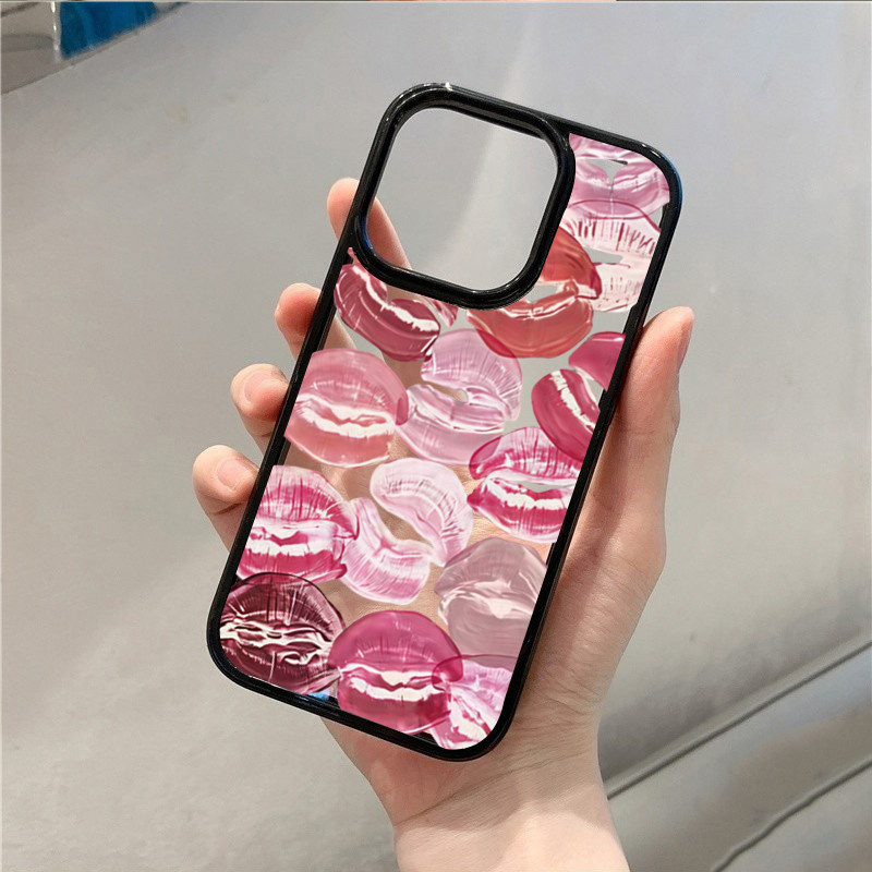 Dành Cho Samsung A56 A35 A54 A06 A26 A55 A36 A05S A15 A16 A12 A52 A34 5G A32 Graffiti Môi Đỏ Bé Gái Acrylic Trong Suốt Chống Sốc
