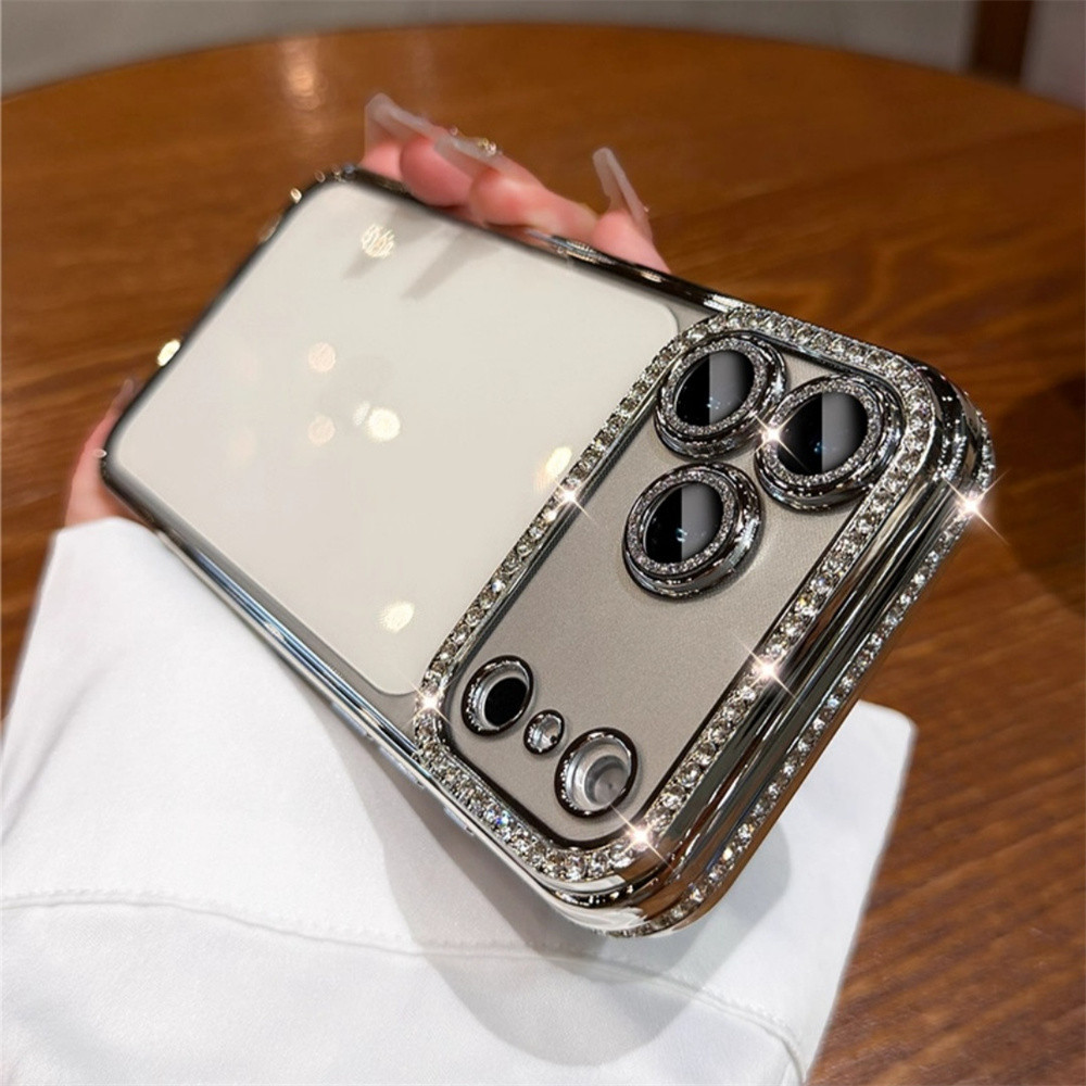 Ốp điện thoại trong suốt kim cương lấp lánh sang trọng cho iPhone 17 Pro Max 16 11 12 13 14 15 pro max 16 plus Bao gồm tất cả bảo vệ ống kính máy ảnh vỏ mềm Vỏ bảo vệ vỏ điện thoại