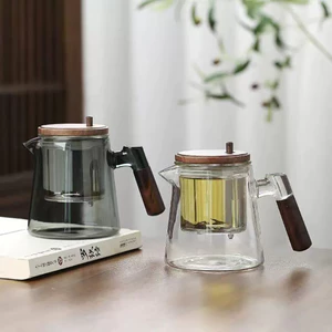 Nồi trà thủy tinh Borosilicate 650ml - Tách trà một chạm để pha tại nhà