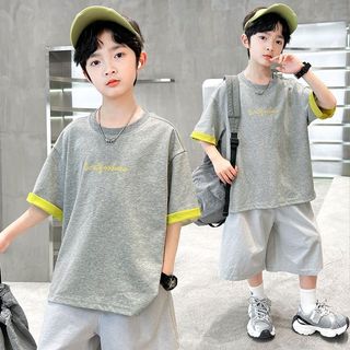Áo thun giả hai lớp cho bé trai – Cotton form rộng phong cách street, tay ngắn cá tính mùa hè