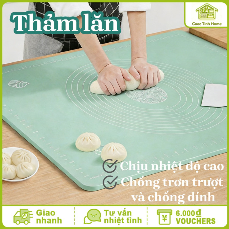 Thảm Nhào Bột Silicon Cao Cấp Chống Dính, Dễ Vệ Sinh, Có Chia Độ - Dụng Cụ Làm Bánh Cho Gia Đình & Tiệm Bánh
