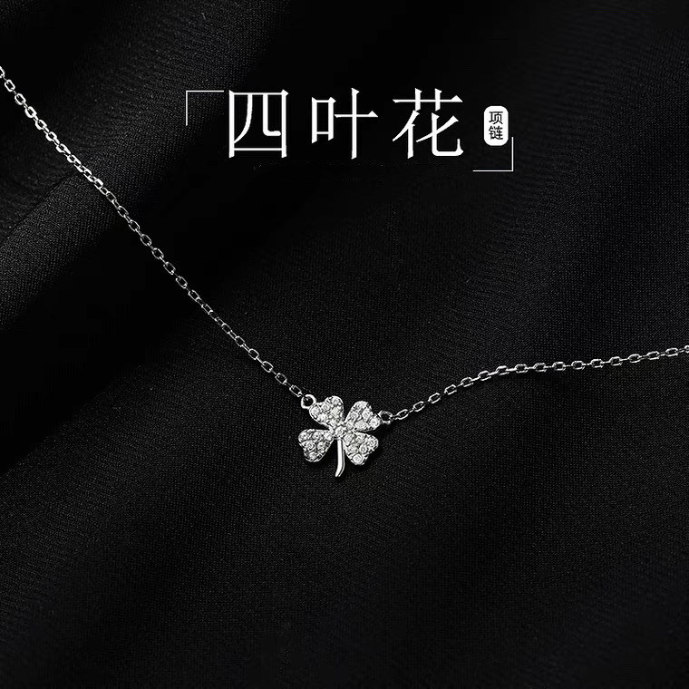 Vòng cổ cỏ ba lá bốn lá bạc S925 thời trang đơn giản