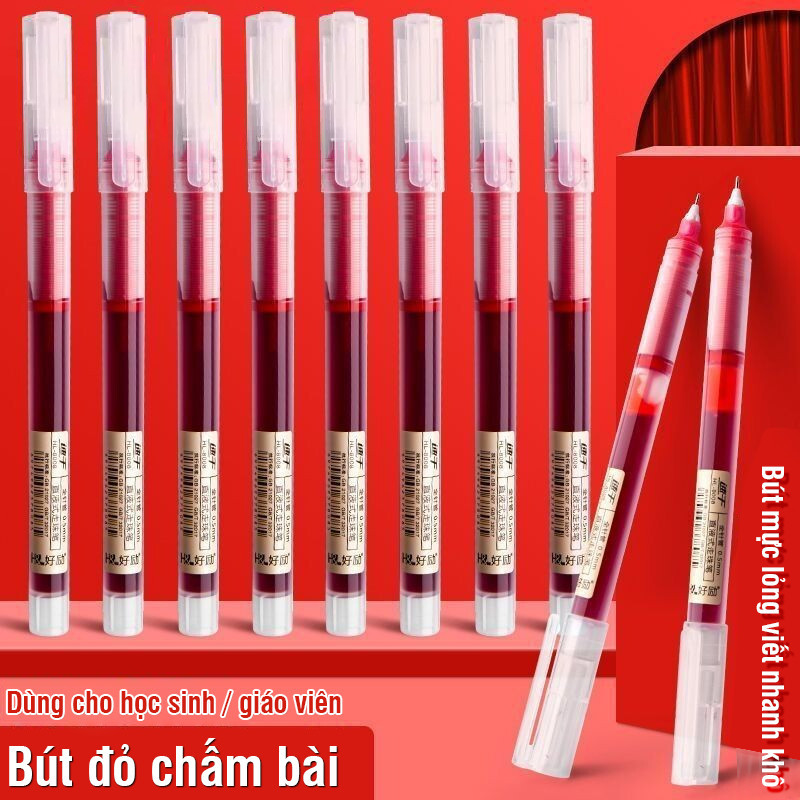 Combo 30 bút bi đỏ dùng cho học tập, ngòi 0.5mm dễ viết, mực khô nhanh không bẩn tay cho học sinh