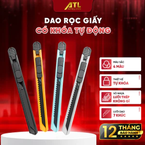 Dao rọc giấy thép không gỉ, có khóa tự động, lưỡi sắc bén, dao cắt giấy dùng cho văn phòng, học tập