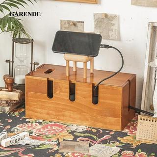 Bộ sắp xếp dây Garende cho bàn làm việc Hộp dây điện bằng gỗ cho ổ cắm điện Máy ảnh trung tâm USB