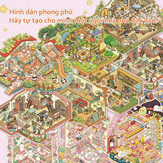 【BabyJoy】Bộ Sưu Tập Các Cảnh Thu Nhỏ,Sổ Sticker 3D in 1 quyển,thu nhỏ nhãn dán cảnh,Đồ chơi sáng tạo