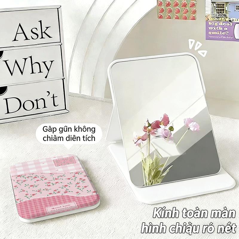 Hoa nhỏ hồng phấnChất liệu bền đẹp, kiểu dáng hiện đại Gương trang điểm gấp cao cấp