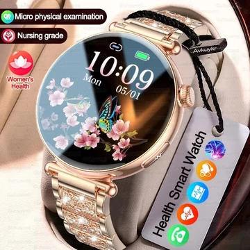 1.32 '' Màn Hình AMOLED Nữ Đồng Hồ Thông Minh Gọi Điện ECG Đồng Hồ Thể Thao Huyết Áp Micro Khám Thể Dục Tự Làm Mặt Số Đồng Hồ Thông Minh Người Phụ Nữ
