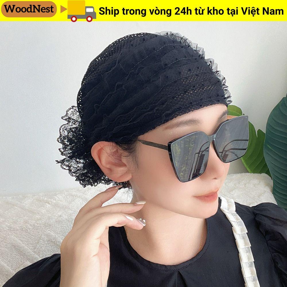 Mũ turban WOODNEST kiểu Hồi giáo thanh lịch, phù hợp với mũ beanie ren thoáng khí cho mùa hè