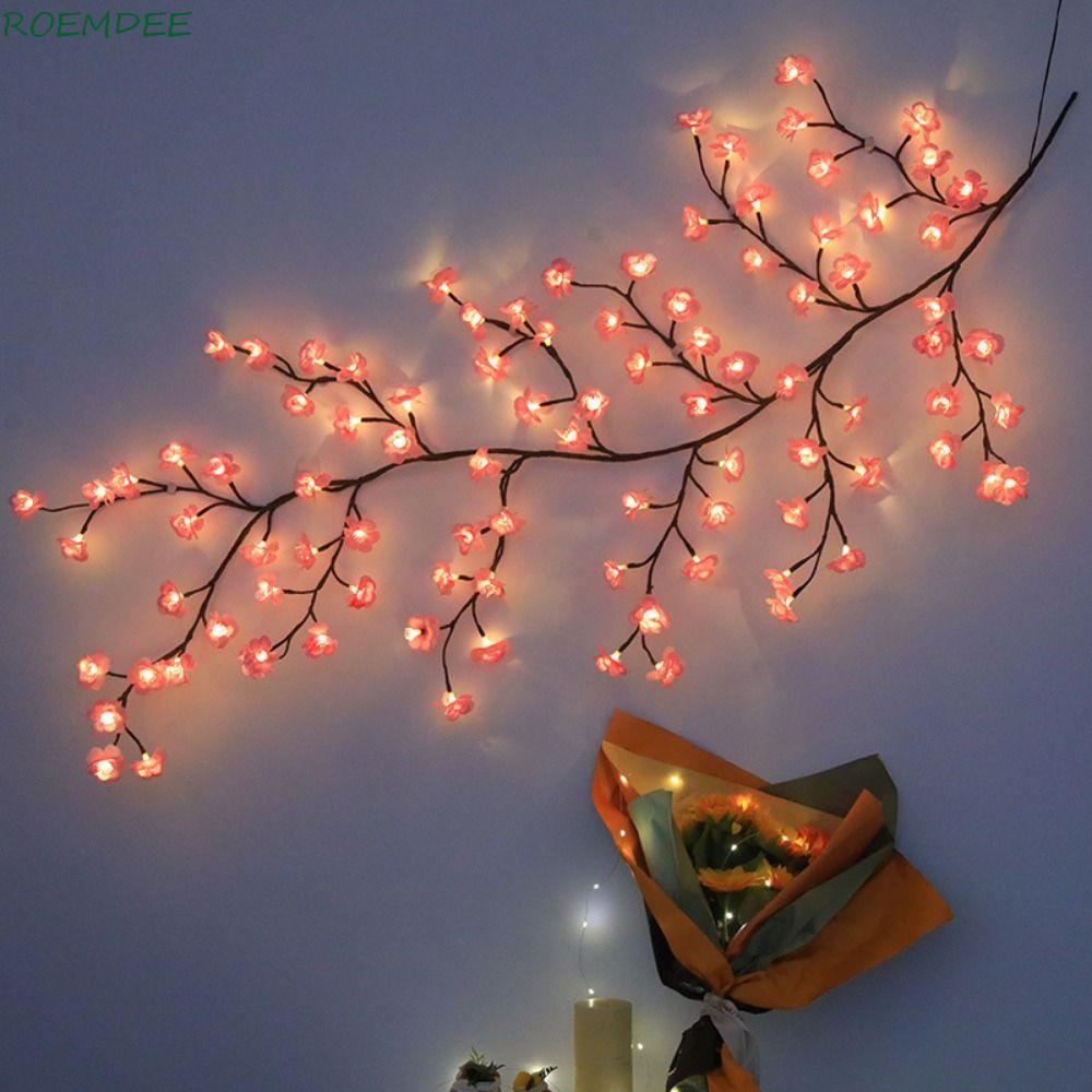 Dây đèn led cành hoa đào 1,2m có 48 bóng trang trí tường nhà cửa decor ngày lễ tết, phòng khách