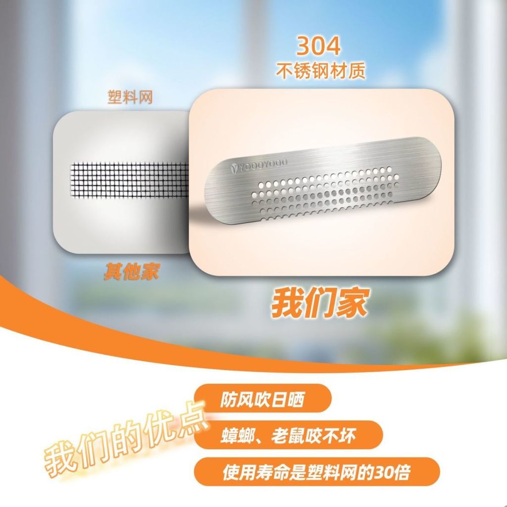 Tấm thép không gỉ Miếng dán lỗ nước cho cửa sổ Màn hình bền cửa sổ Lỗ thoát nước lộ Miếng dán chống côn trùng Tự dính