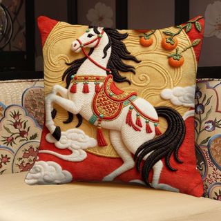 Năm Mới Của Ngựa Gối Năm Mới Trang Trí Lễ Hội Đỏ Gối Hoa Nhà Siêu Mềm Sofa Gối 26.1.28