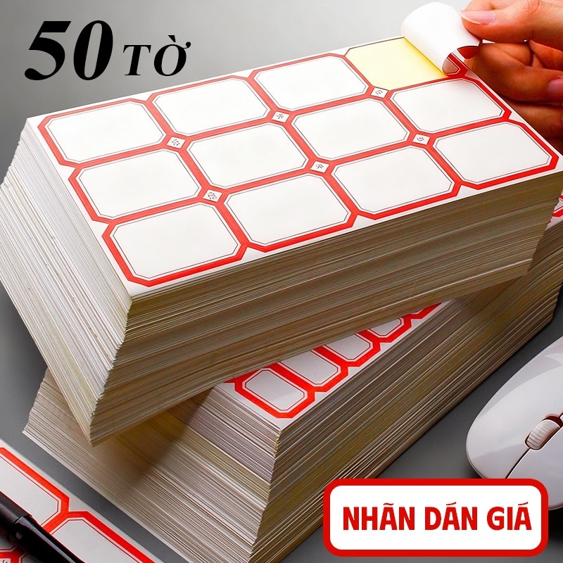 Nhãn dán ghi chú siêu dính set 50 tem dán, dùng đánh dấu tài liệu và ghi giá rõ ràng