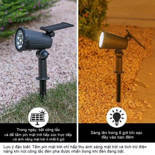 Đèn Chiếu Điểm Năng Lượng Mặt Trời 18 LED Chống Thấm Nước Ngoài Trời Sân Vườn Lối Đi Bãi Cỏ