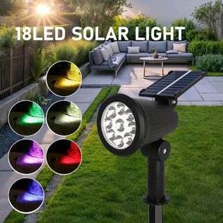 Đèn Chiếu Điểm Năng Lượng Mặt Trời 18 LED Chống Thấm Nước Ngoài Trời Sân Vườn Lối Đi Bãi Cỏ