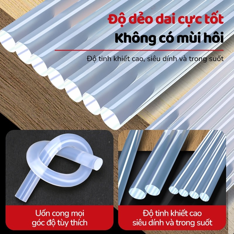 Keo nến nhỏ bó 50 cây 0.7 * 25cm, hàng tốt - Chất liệu trong suốt siêu dính, phù hợp với mọi loại súng ắn keo thông dụng