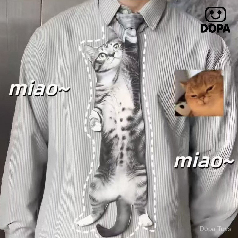 Cà vạt mèo trừu tượng, phong cách mới giản dị, dễ thương