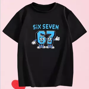 Kids Brainrot Six Seven 67 Nhân Vật Hoạt Hình Áo Sơ Mi Tay Ngắn Áo Thường Ngày
