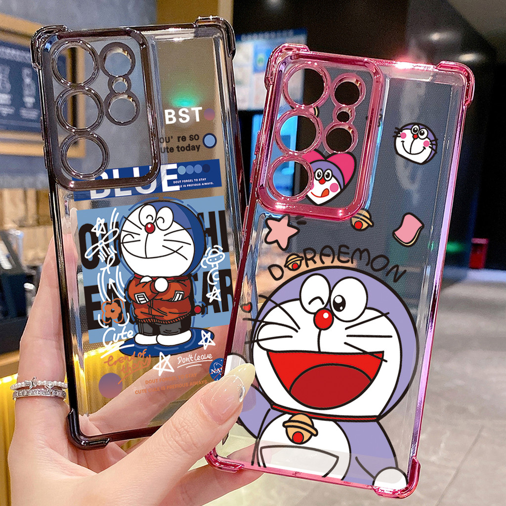 Tương thích với Samsung Galaxy S25 S24 S23 Ultra S22 Plus S21 FE S20 Cool Doremon Clear Mạ Case Chống rơi FD