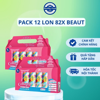 Pack 12 Lon Thực Phẩm Giải khát Bổ Sung Collagen 82X Beaut Vị Ổi Hồng (245ml/lon)