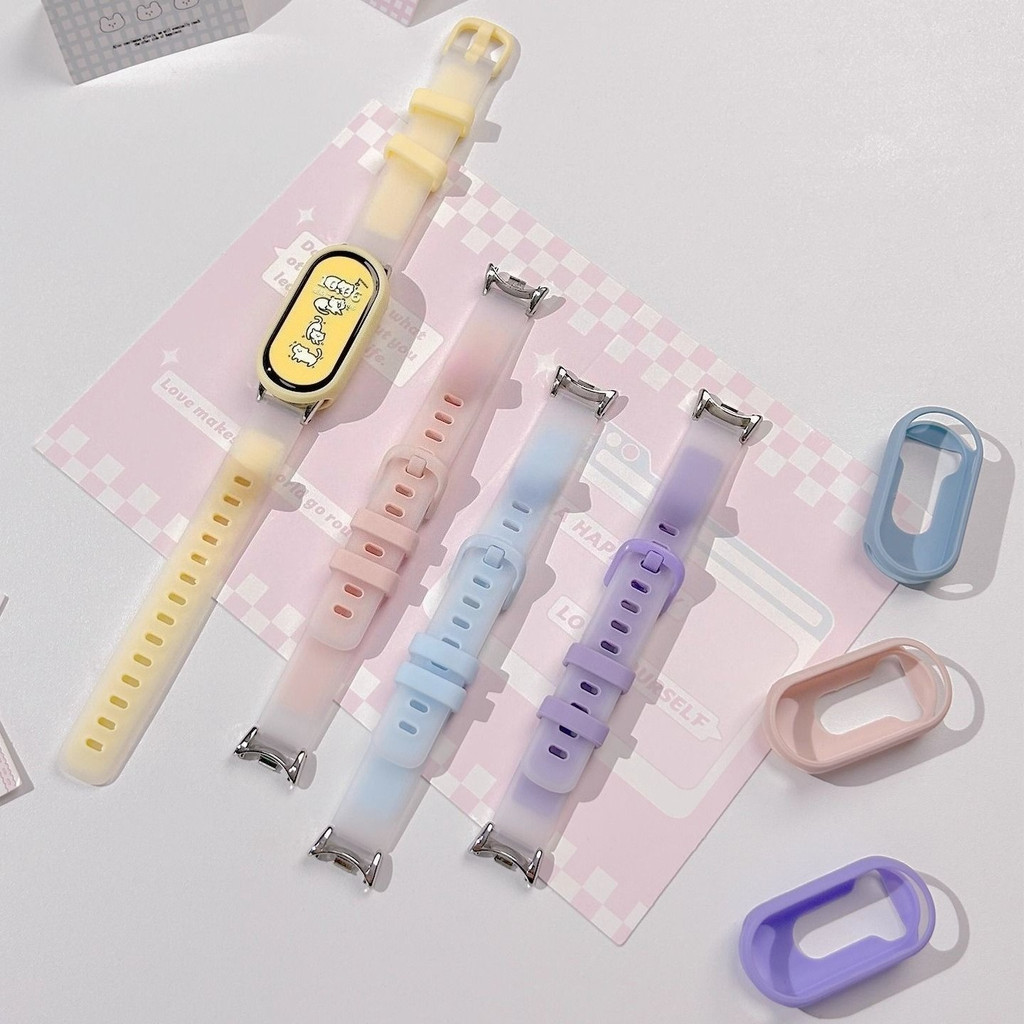 Dây đeo silicon cho Xiaomi Mi Band 10 9 8 nfc Vòng tay màu kép có thể thay thế cho Mi Band 9 10 Dây đeo cổ tay phiên bản gốm sứ