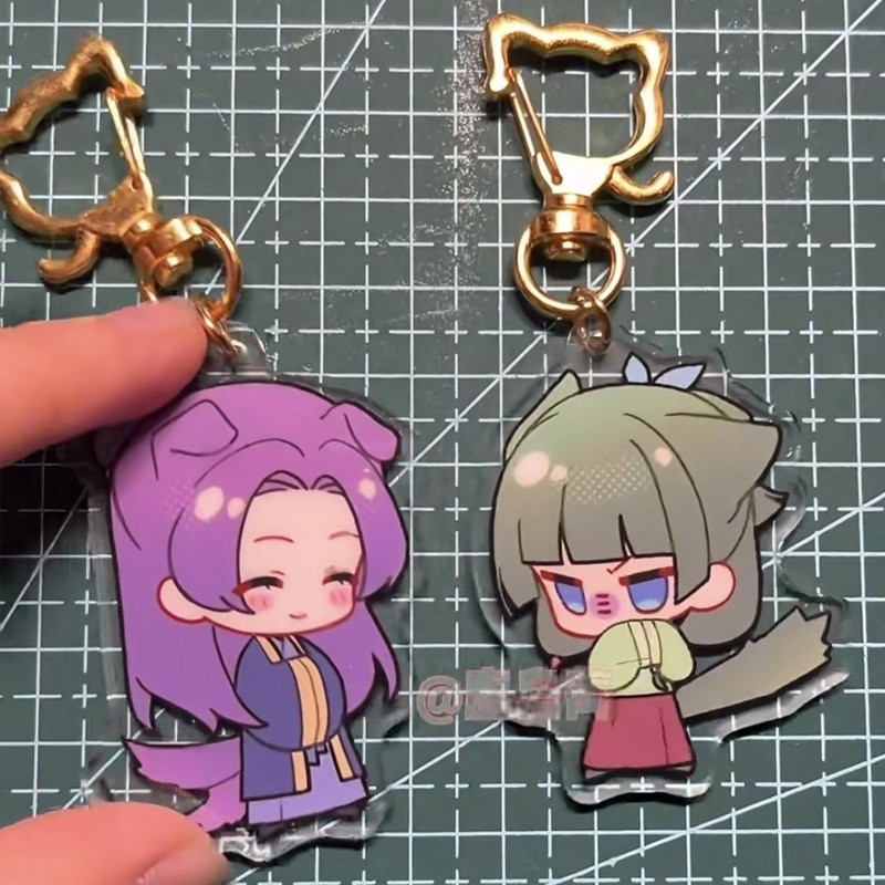 2Pcs/Set Anime Keychain Women Acrylic Key Chain Man Cute Key Ring Pendant Ornament Accessories Gift