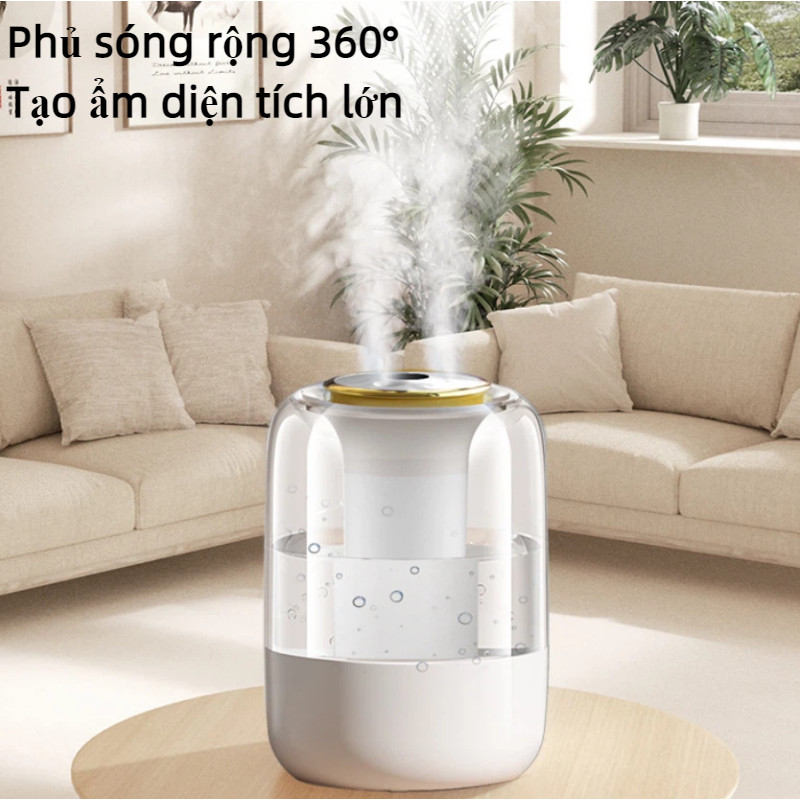 Máy Tạo Ẩm Phun Kép - Màn Hình Số Hiển Thị Độ Ẩm, Sương Nano Siêu Nhỏ - Chạy Siêu êm