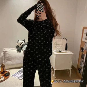 Shop Dongdaemun Hàn Quốc Mặt Cười Phù Hợp Với Bộ Đồ Ngủ Nữ Mềm Mại Thân Thiện Với Da Thể Thao Ngủ Homewear Nữ