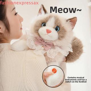 FASHIONEXPRESS Ba lô mèo rối mô phỏng, Động vật nhồi bông Túi đi học mèo sang trọng siêu thực tế, Bảo quản du lịch hoạt hình mẫu giáo Động vật dễ thương Túi sang trọng bé trai bé gái