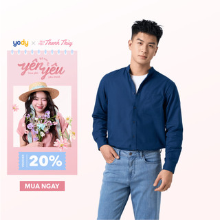 [SALE OFF] Áo sơ mi nam YODY dài tay cổ tàu vải đũi phom suông thoải mái MCSH25S018