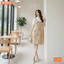 Đầm thiết kế cao cấp BEMINE cổ sơ mi giả yếm phối tweed dáng chữ A-T125