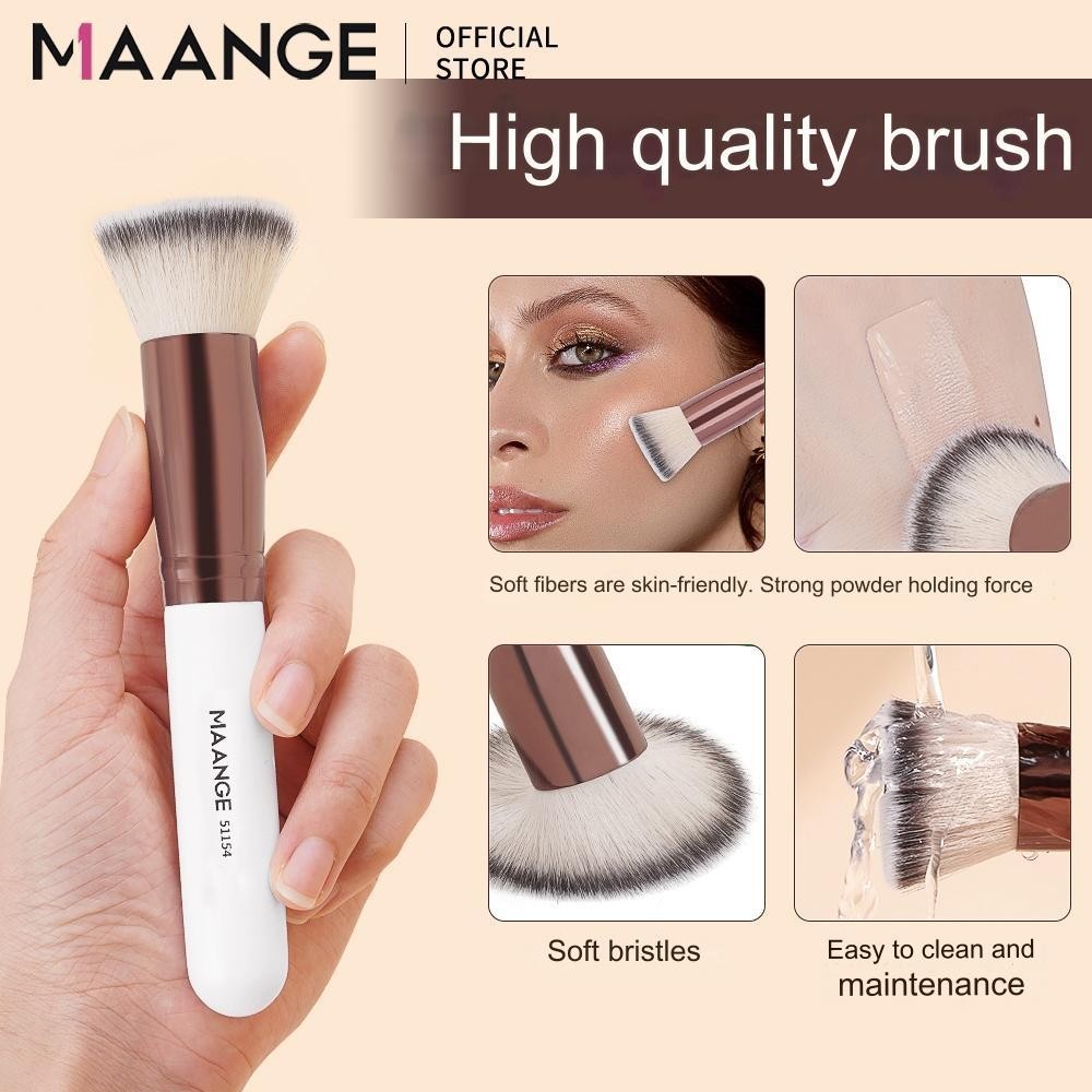 MAANGE Flat Head Foundation Brush có hộp Bàn chải dòng siêu mỏng Đế da mềm Essential 3 màu 51154