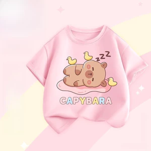 Capybara Trẻ Em Hoạt Hình In Áo Bé Trai Bé Gái Mùa Hè Tay Ngắn Thoáng Khí Thường Ngày Top