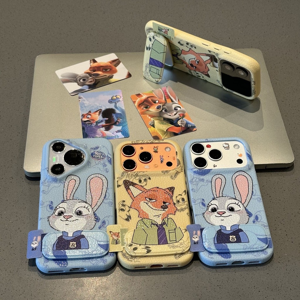 Ốp lưng iPhone của Judy và Nick phù hợp cho iPhone17ProMax 17 16 15 14 13 12 11 kèm giá đỡ gương
