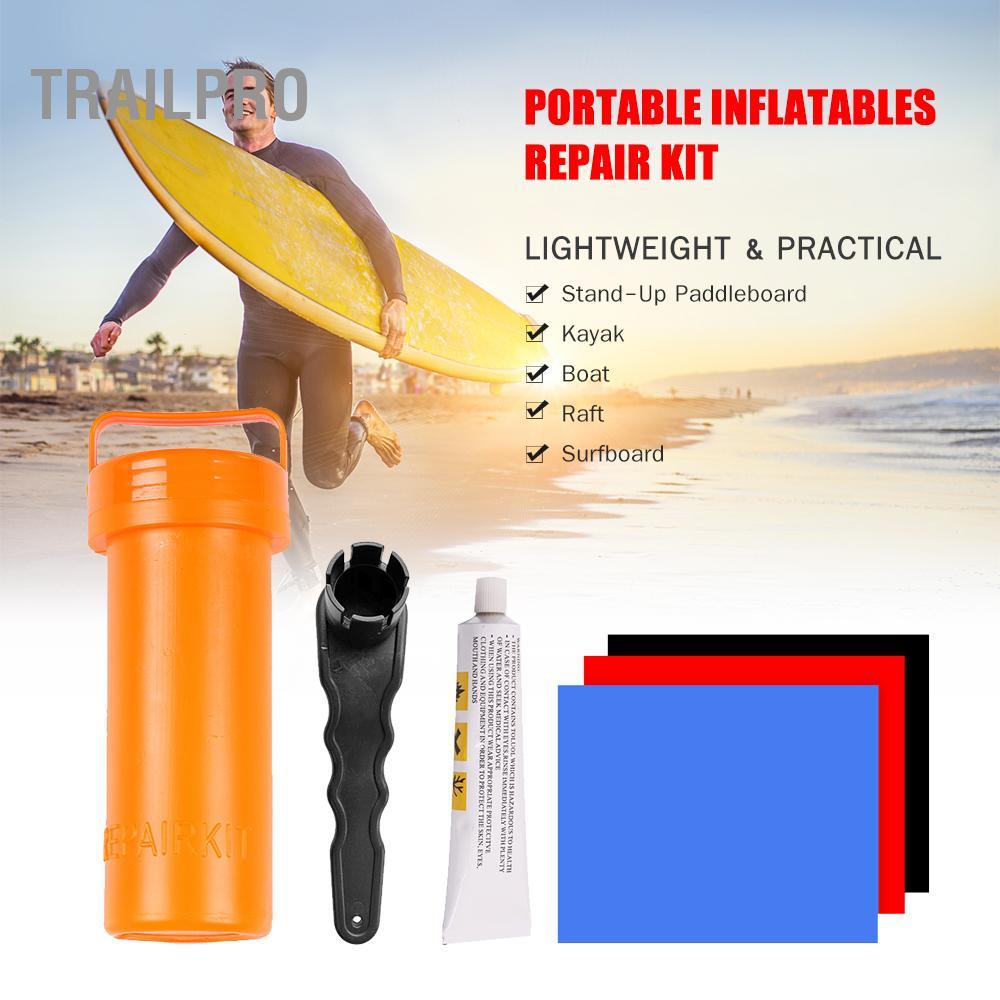 TrailPro Bộ dụng cụ sửa chữa SUP với miếng vá PVC và keo dán cho đồ bơm hơi Cờ lê ván chèo đứng di động Cờ lê Thuyền Kayak bơm hơi Ván lướt sóng