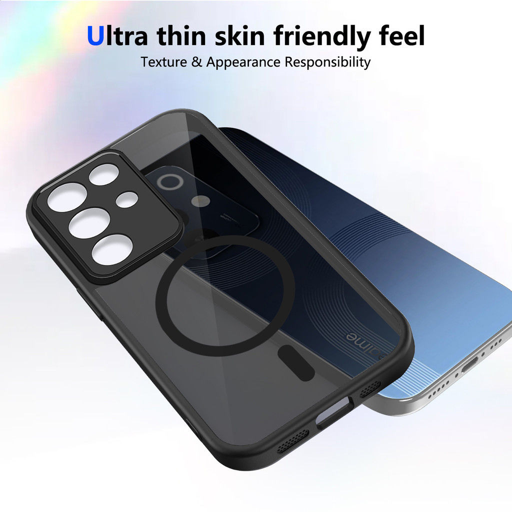 Ốp lưng Realme C85 5G Vỏ thu hút từ tính màu đen mờ cho Ốp điện thoại Realme C85 4G