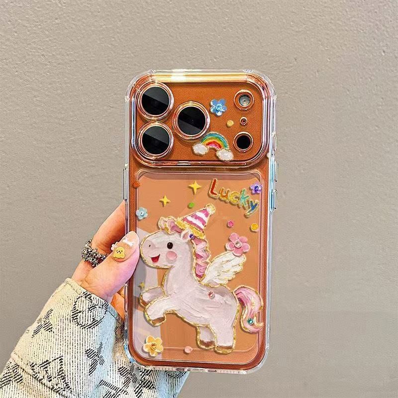 Màu hồng ngựa nhỏ cho 16 trường hợp iPhone 17Air Quad chống ngã 14 13 11Pro