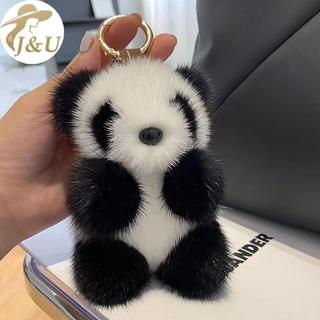 JU Gấu Trúc Nhỏ Sang Trọng Túi Nữ Đồ Trang Trí Dễ Thương Giả Lông chồn Gấu Trúc Móc Khóa Xe Ô Tô VN